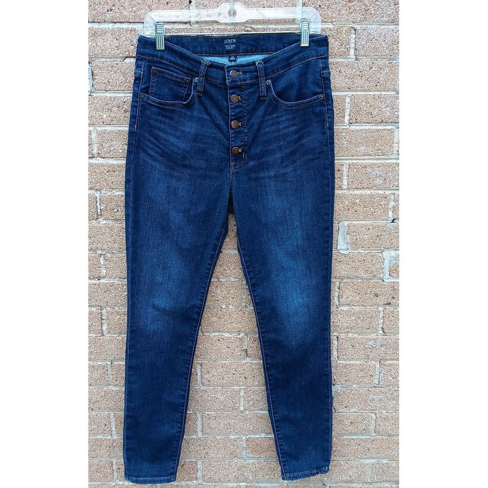 J.Crew Jeans Womens Size 30 High Rise Skinny Unhemmed Medium‎ Wash Denim